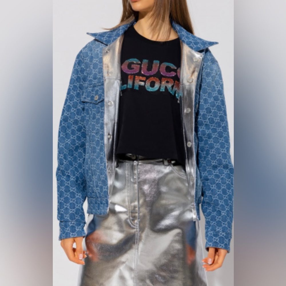 Gucci Blue Monogram Jean Jacket